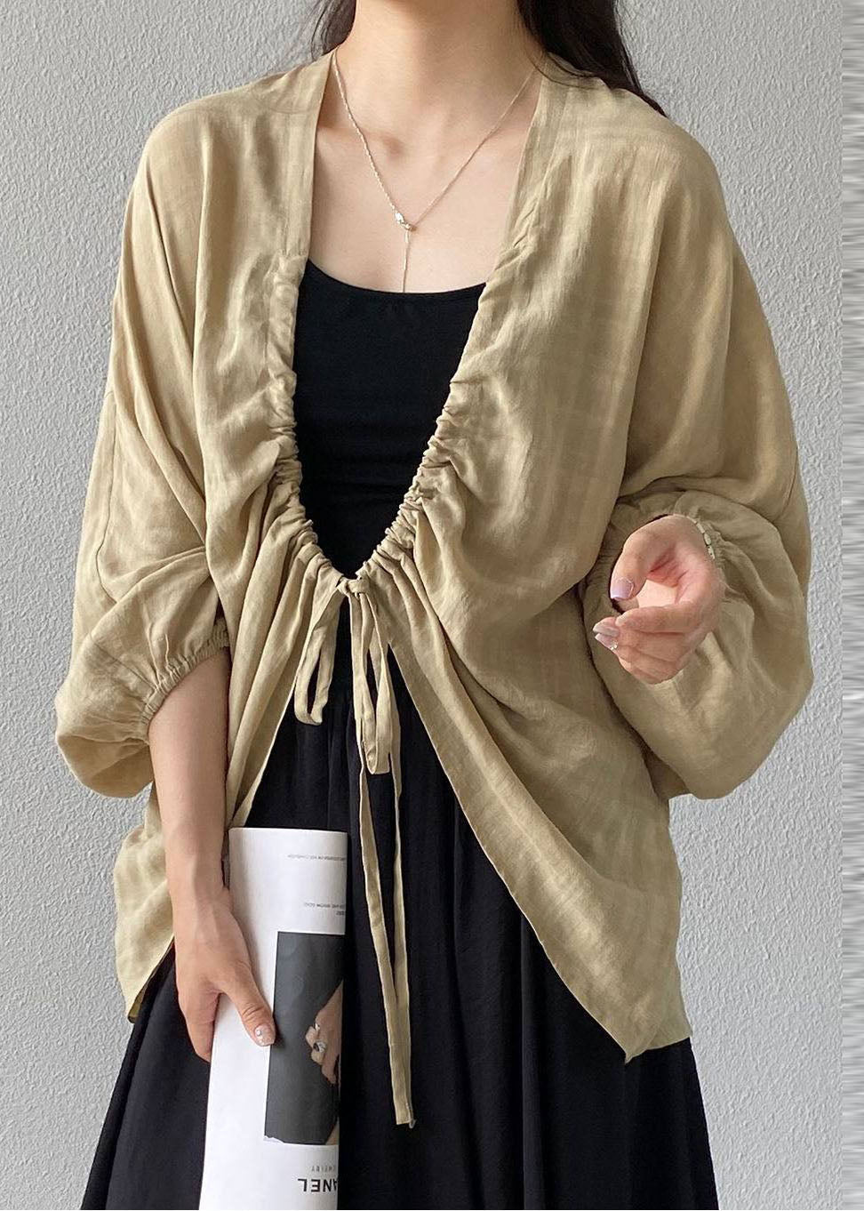 Cardigan Femme À Lacets Avec Cordon de Serrage Style Estival 3