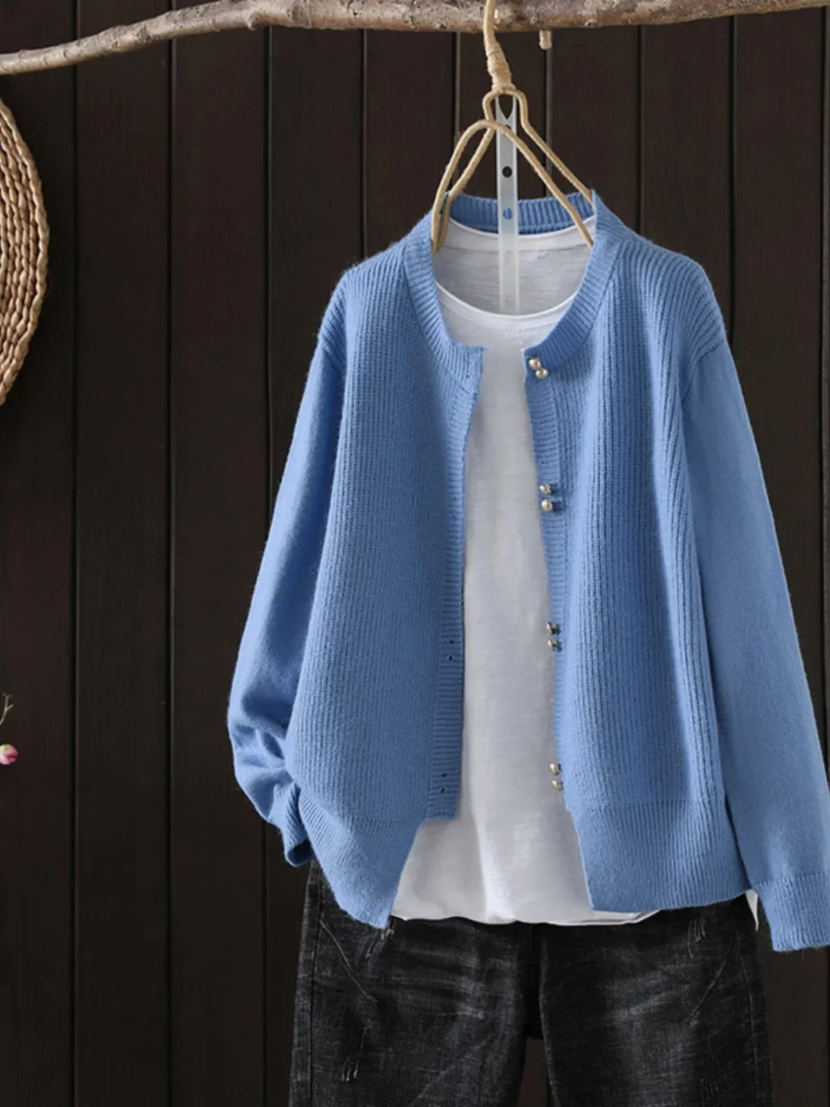 Cardigan Femme Boutonné en Perles 1