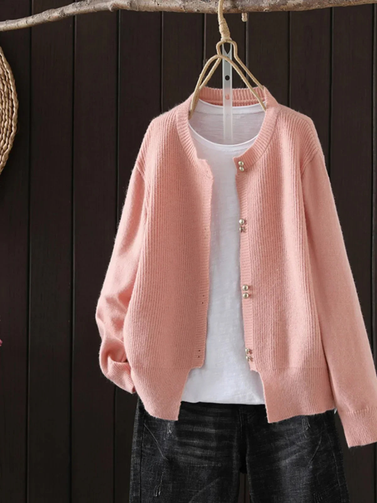 Cardigan Femme Boutonné en Perles 2