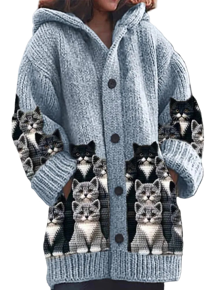 Cardigan Femme Fantaisie Motif Chat Ample 0