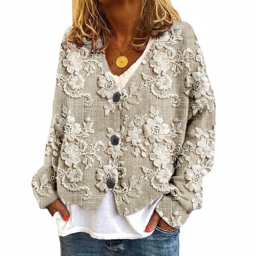 Cardigan Femme Imprimé Floral Décontracté 0