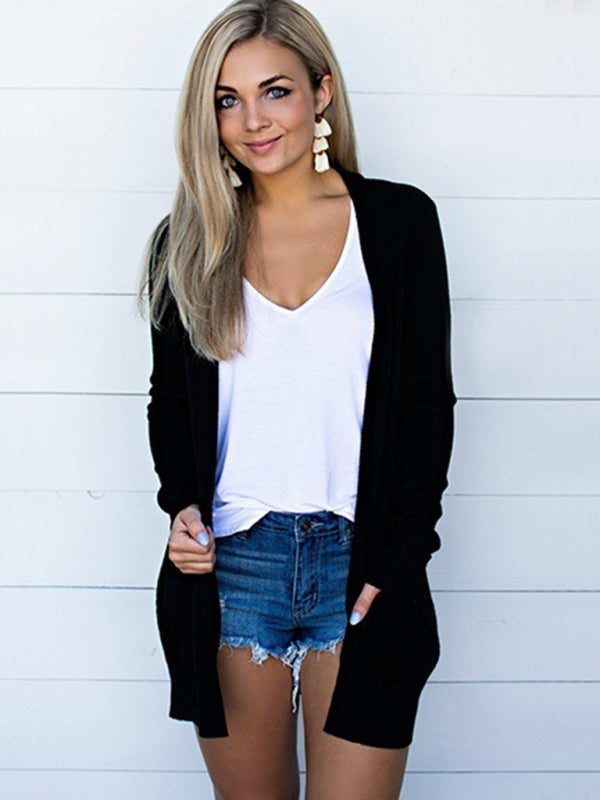 Cardigan Femme Long Sleeve Tricot Polyester Spandex 1