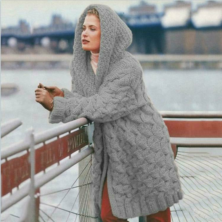 Cardigan Femme Long à Capuche Tendance 5