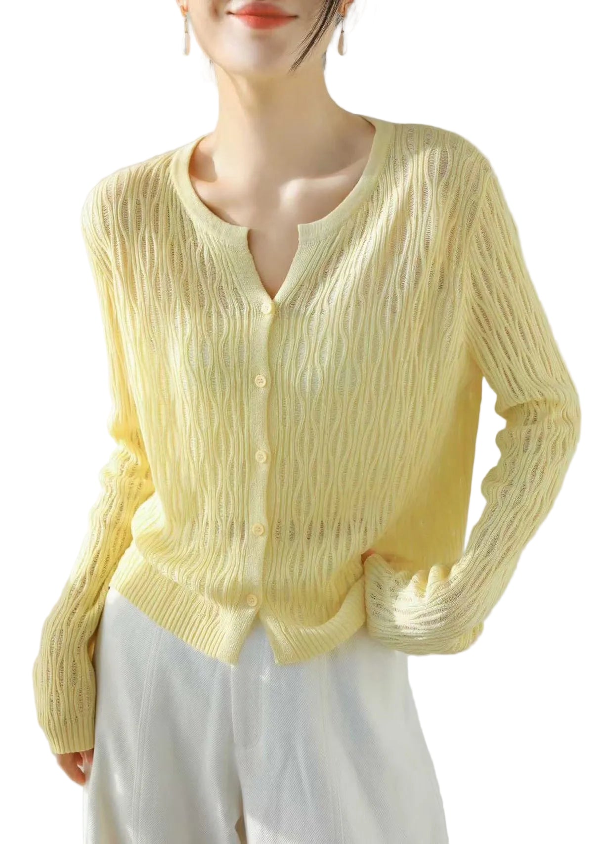 Cardigan Femme Manches Longues Simple Style Confortable 0
