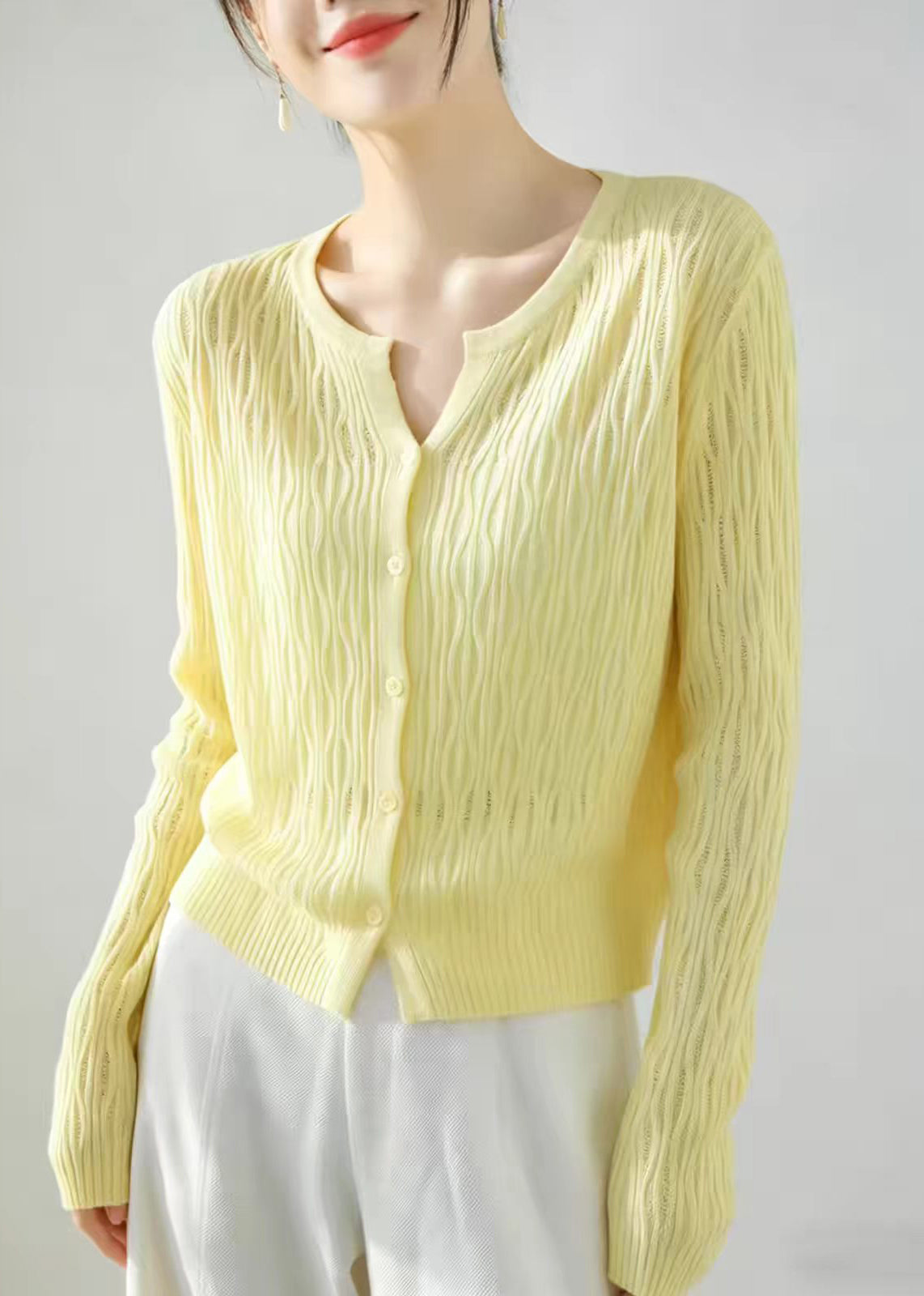 Cardigan Femme Manches Longues Simple Style Confortable 2