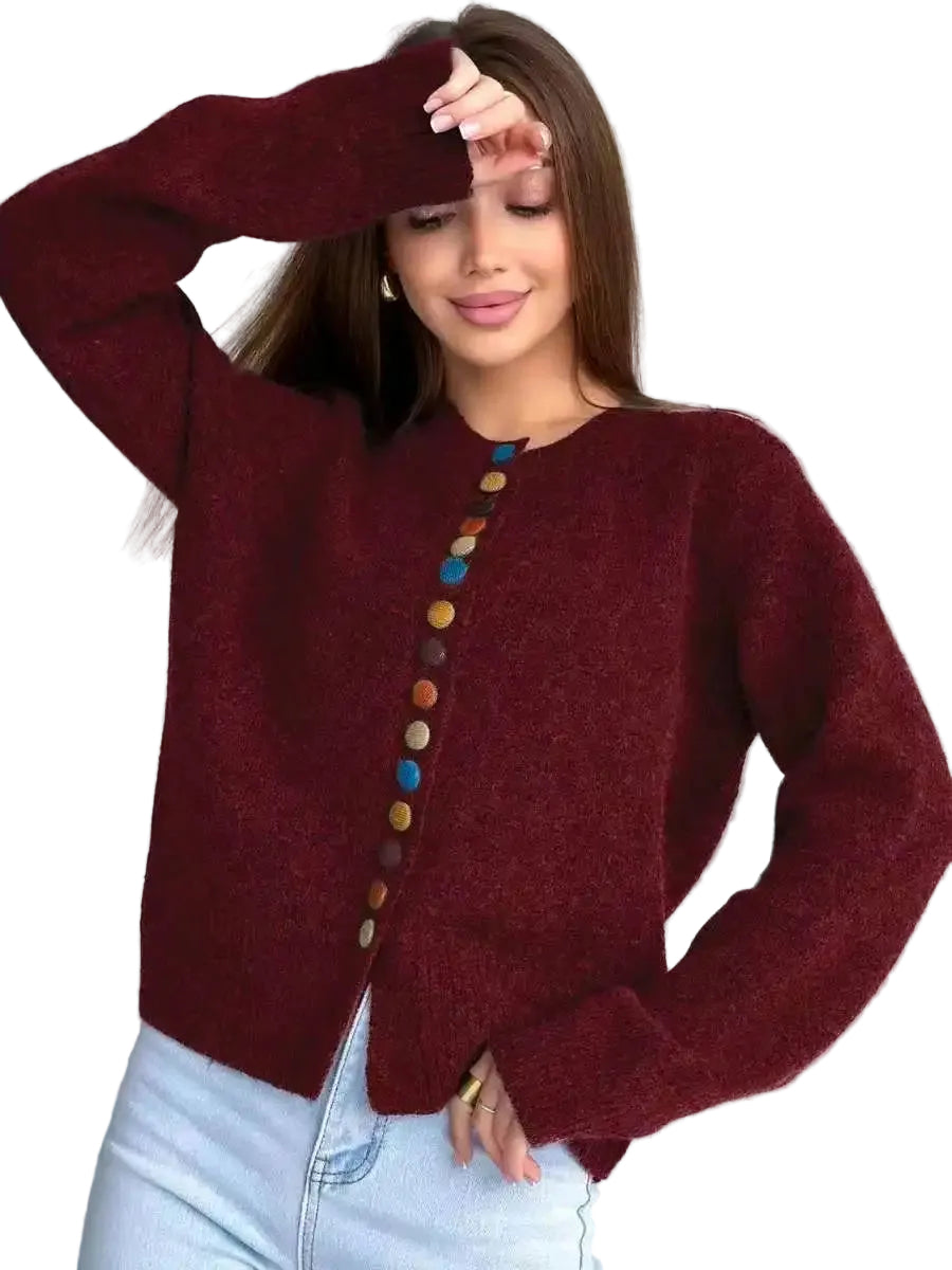 Cardigan Femme à Boutons Colorés 0
