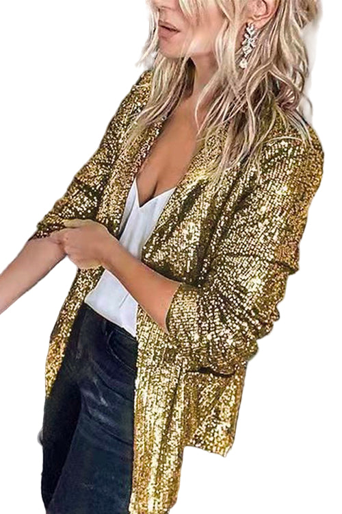 Cardigan Femme à Paillettes Ouvert 0