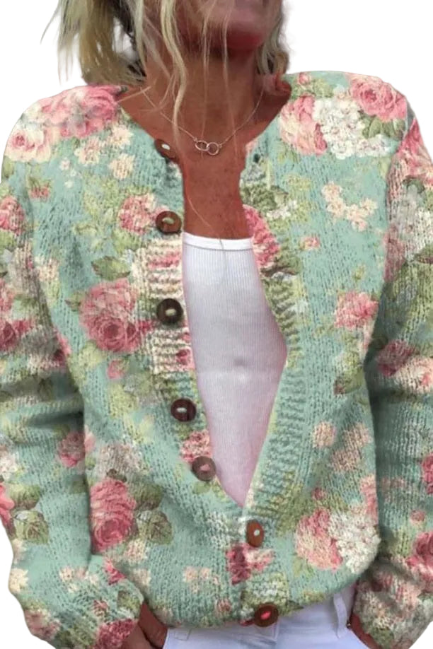 Cardigan Fleuri pour Femmes Style Décontracté 0