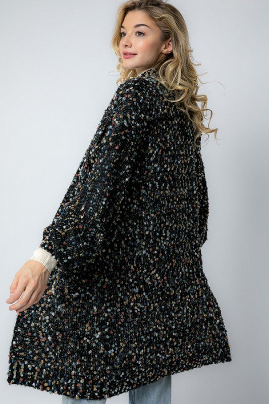 Cardigan Long Oversize Tricot Marlé Femme 2