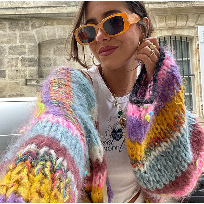 Cardigan à rayures multicolores pour femmes 4