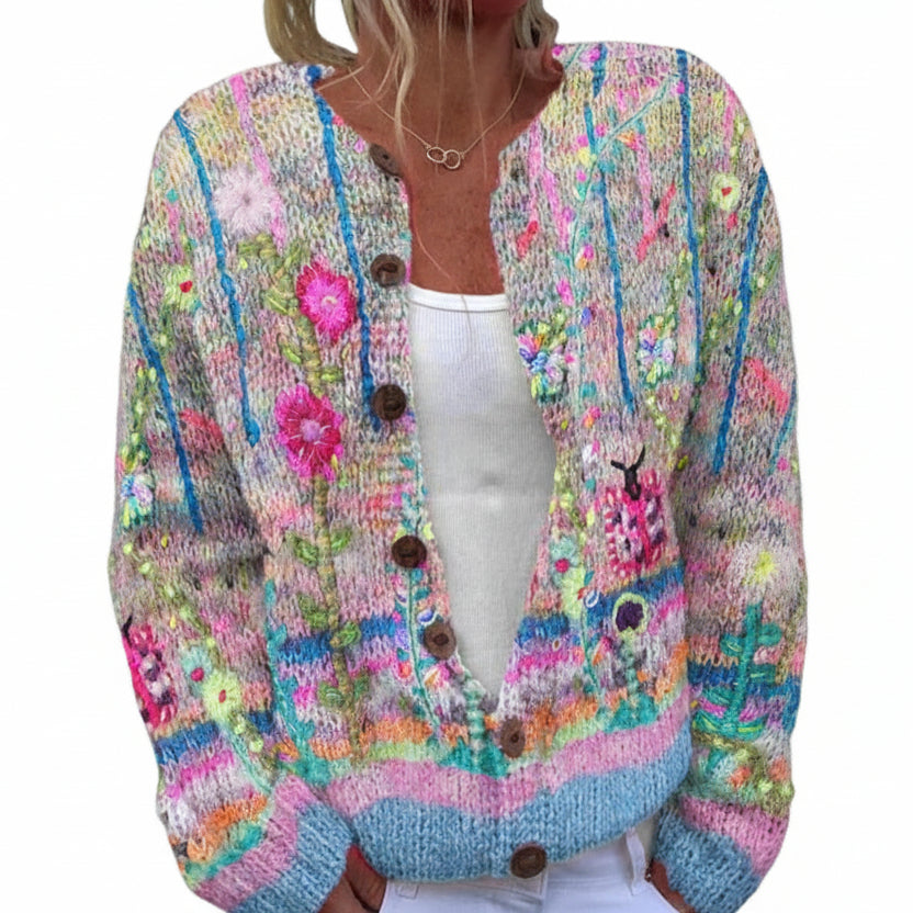 Cardigan fleuri pour femmes au style artistique 0