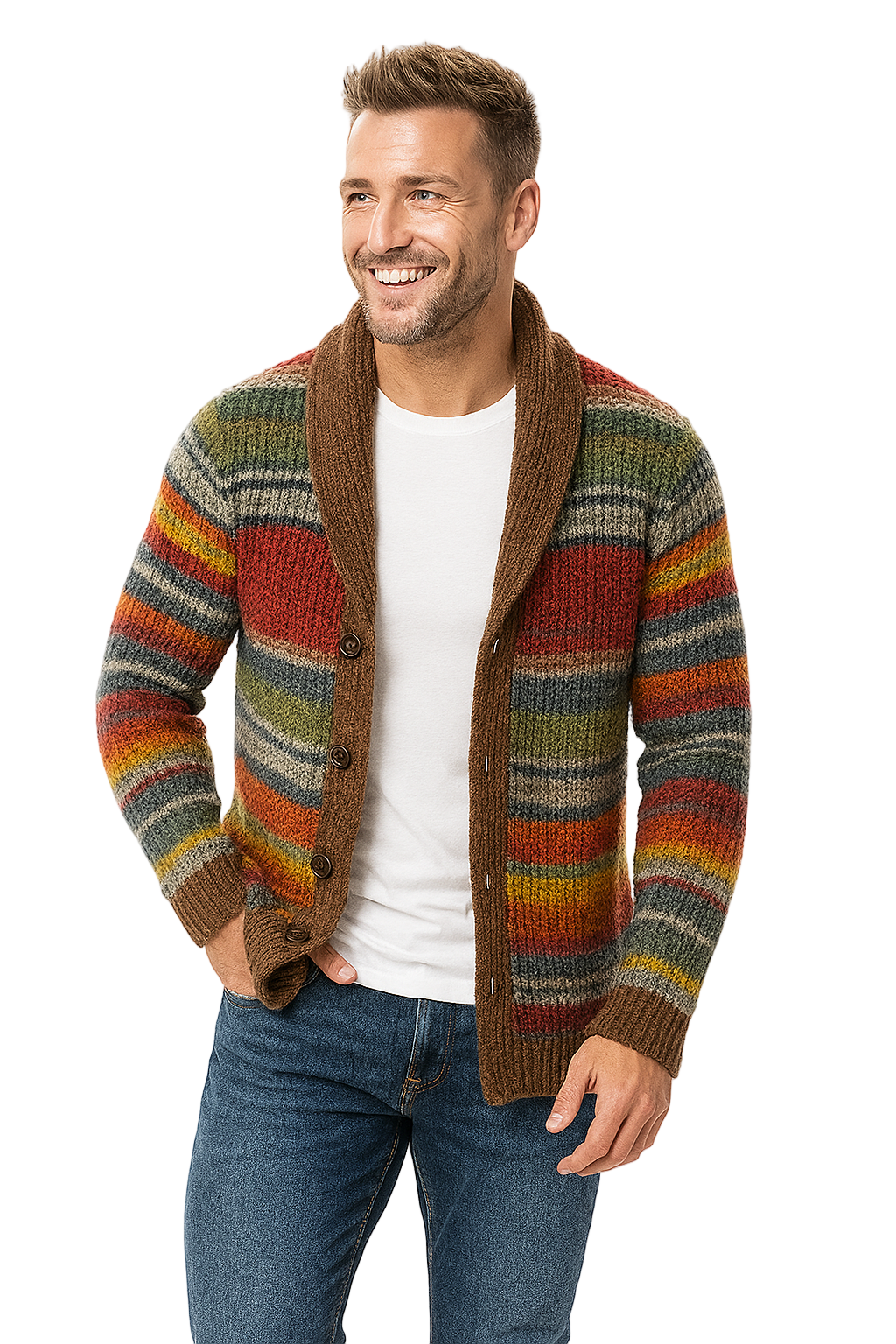Cardigan pour Femme à Rayures Colorées 1