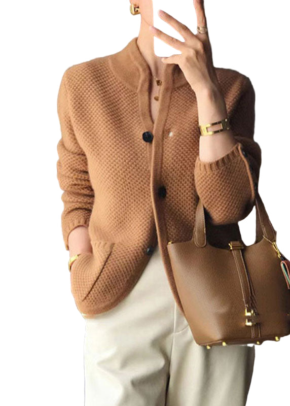 Cardigan pour Femme en Cachemire à Col Montant et Coupe Ajustée 1