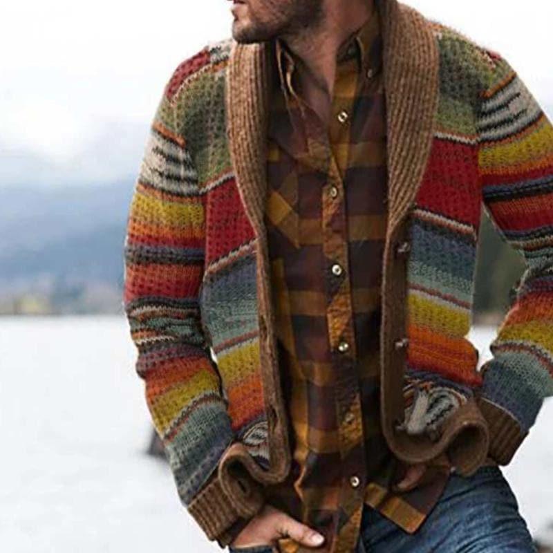 Cardigan pour Hommes à Rayures Multicolores 1