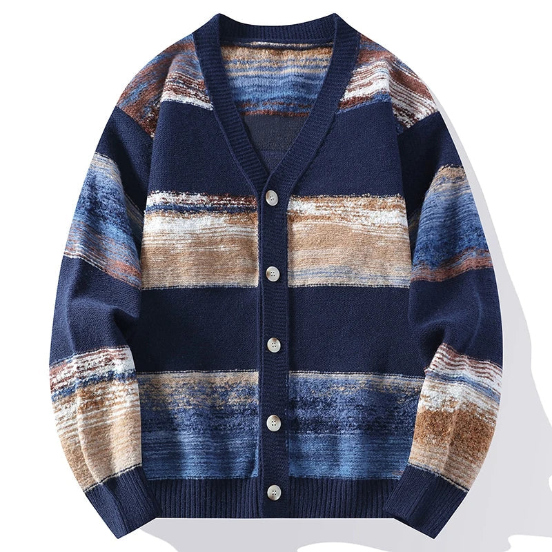 Cardigan pour hommes à col en V avec motifs audacieux 0