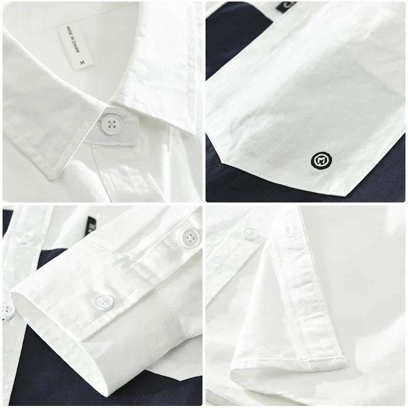 Chemise Homme Patchwork Moderne Coton Doux 6