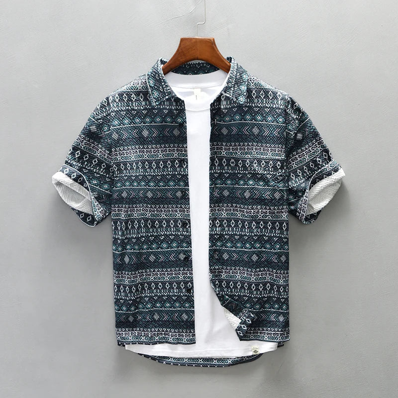 Chemise Homme Imprimée Vintage Confortable Tissu Doux 1