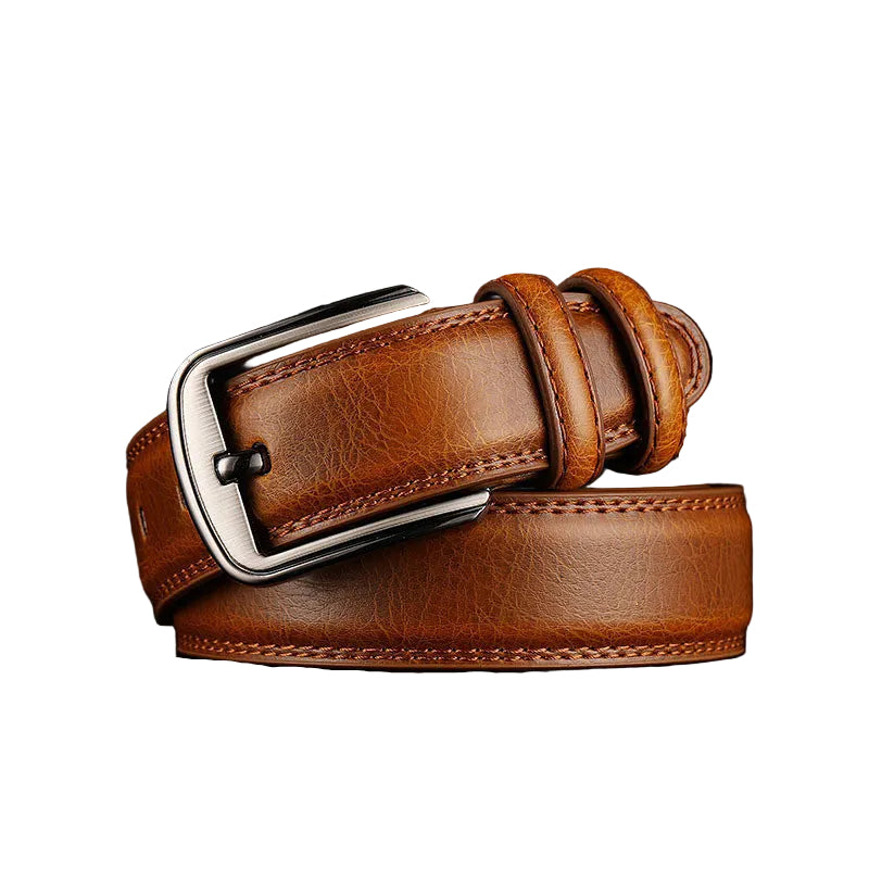 Ceinture Homme Cuir Minimaliste avec Boucle Métal Brossé 0
