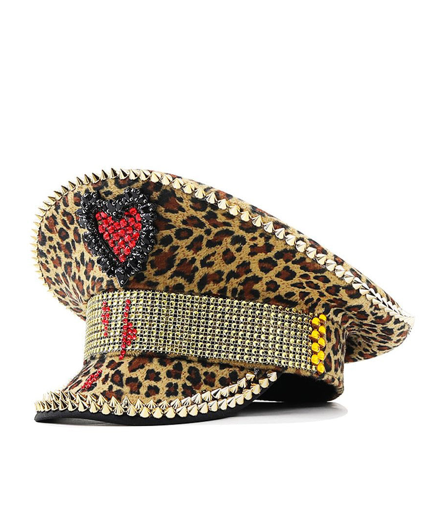Chapeau à bords plats imprimé léopard pour femme style coréen 4