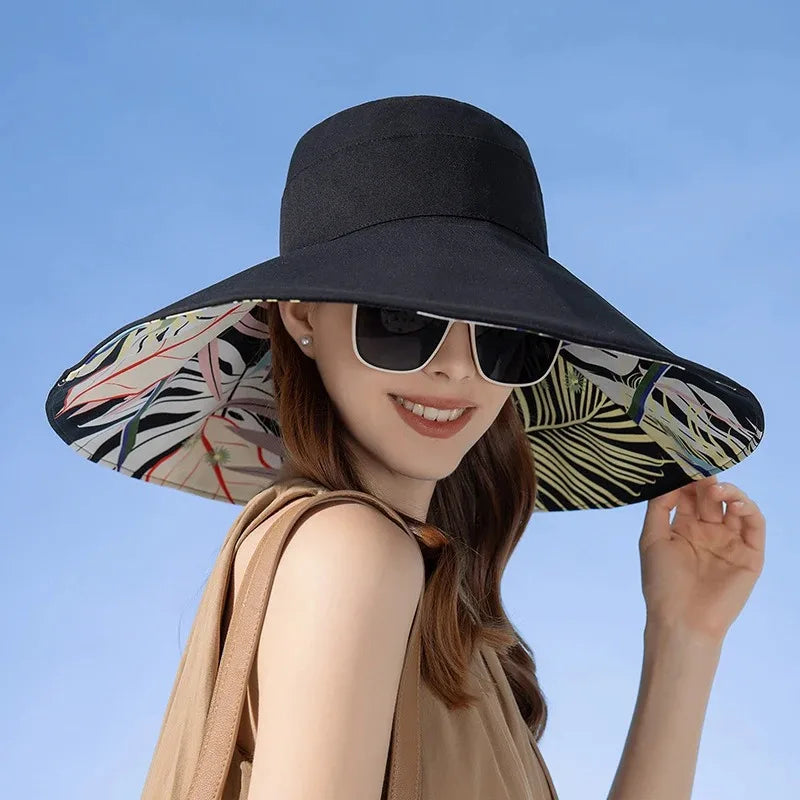 Chapeau de soleil réversible pour femme à large bord 4