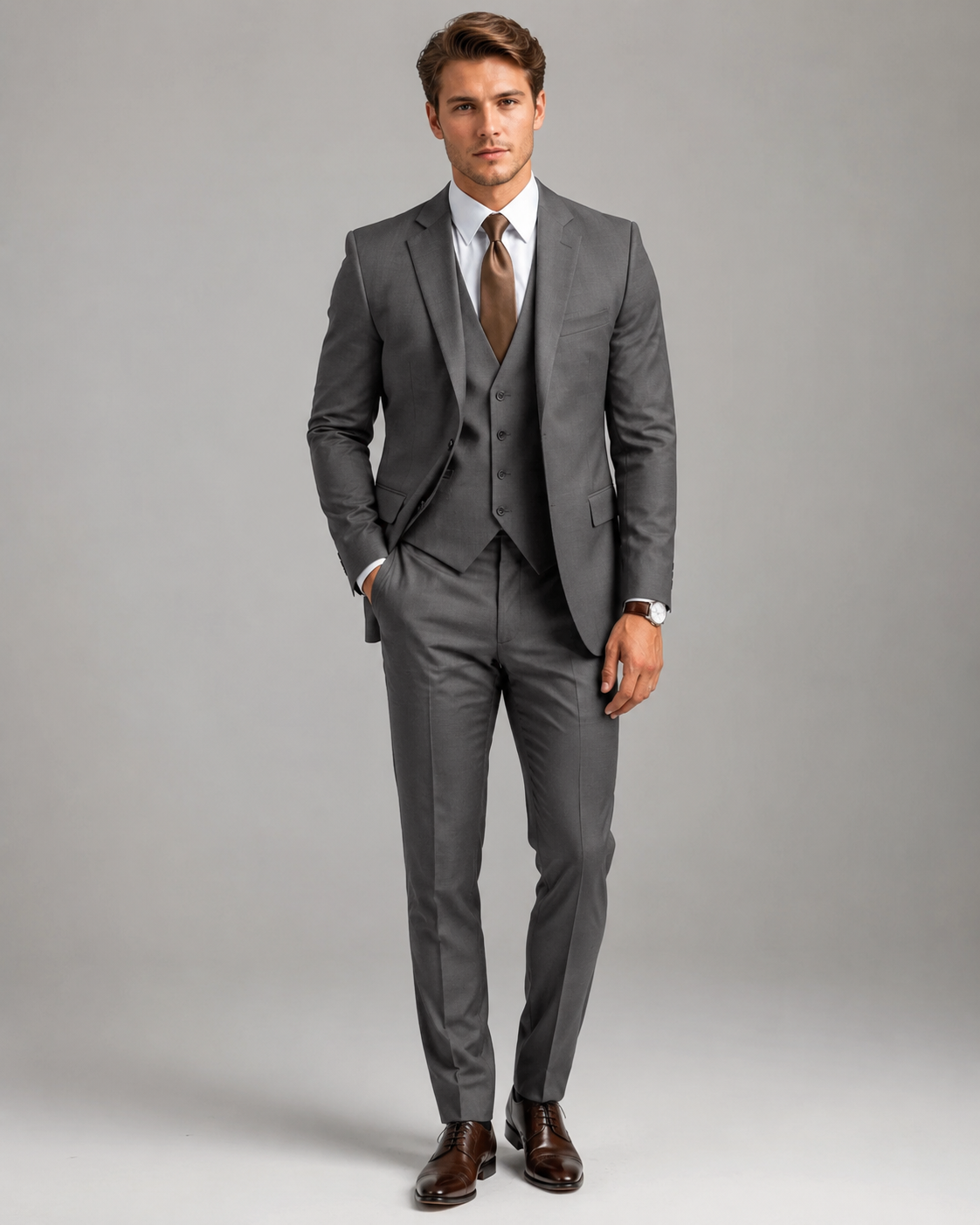 Costume de mariage 3 pièces pour homme avec gilet