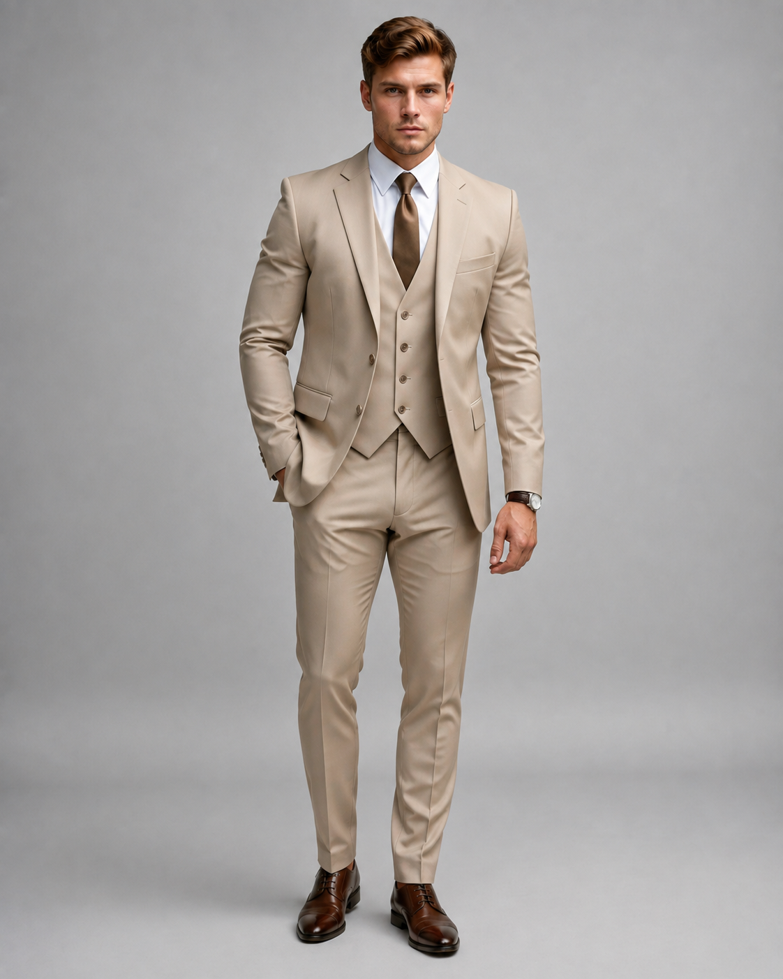 Costume de mariage 3 pièces pour homme avec gilet