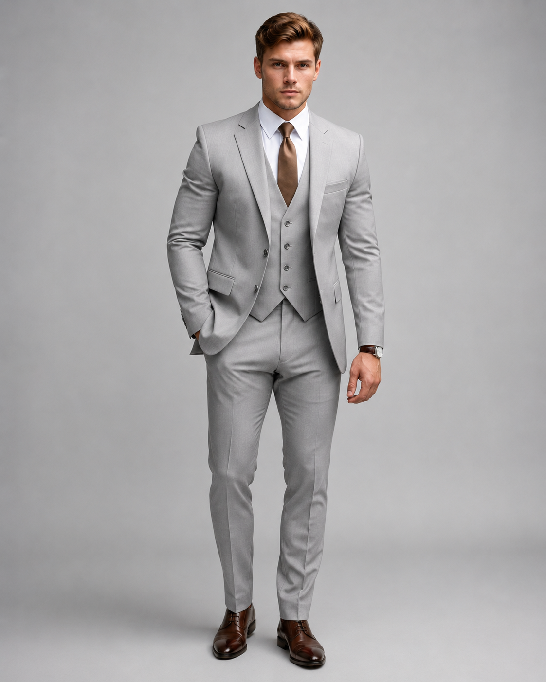 Costume de mariage 3 pièces pour homme avec gilet