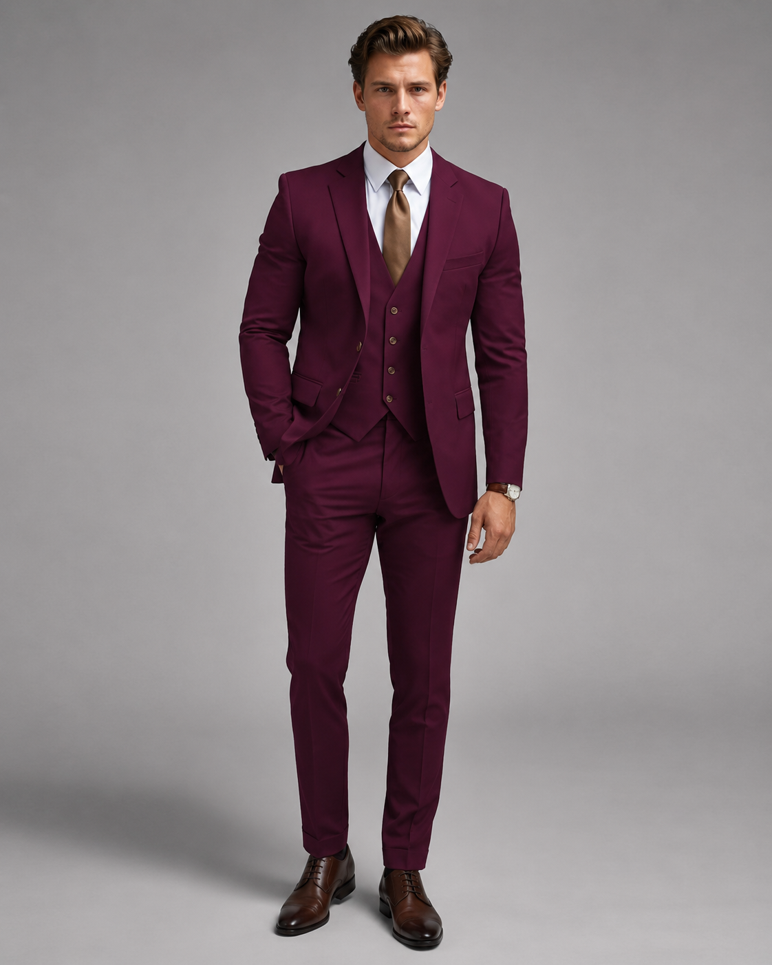 Costume de mariage 3 pièces pour homme avec gilet