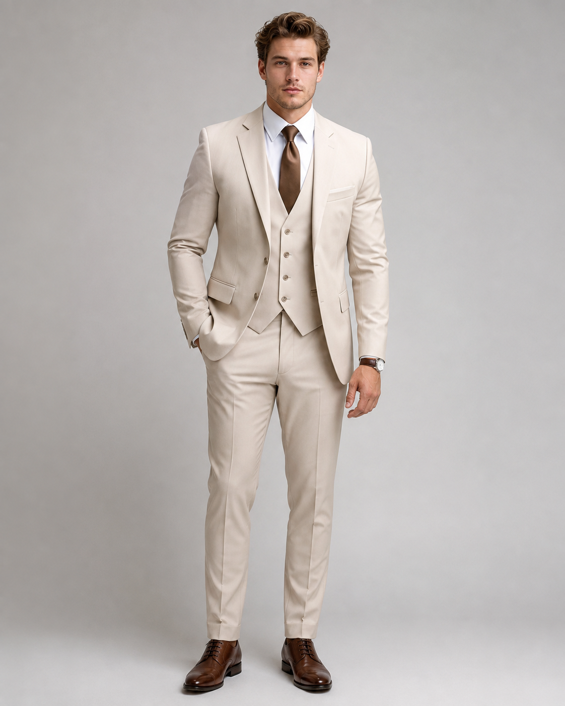 Costume de mariage 3 pièces pour homme avec gilet