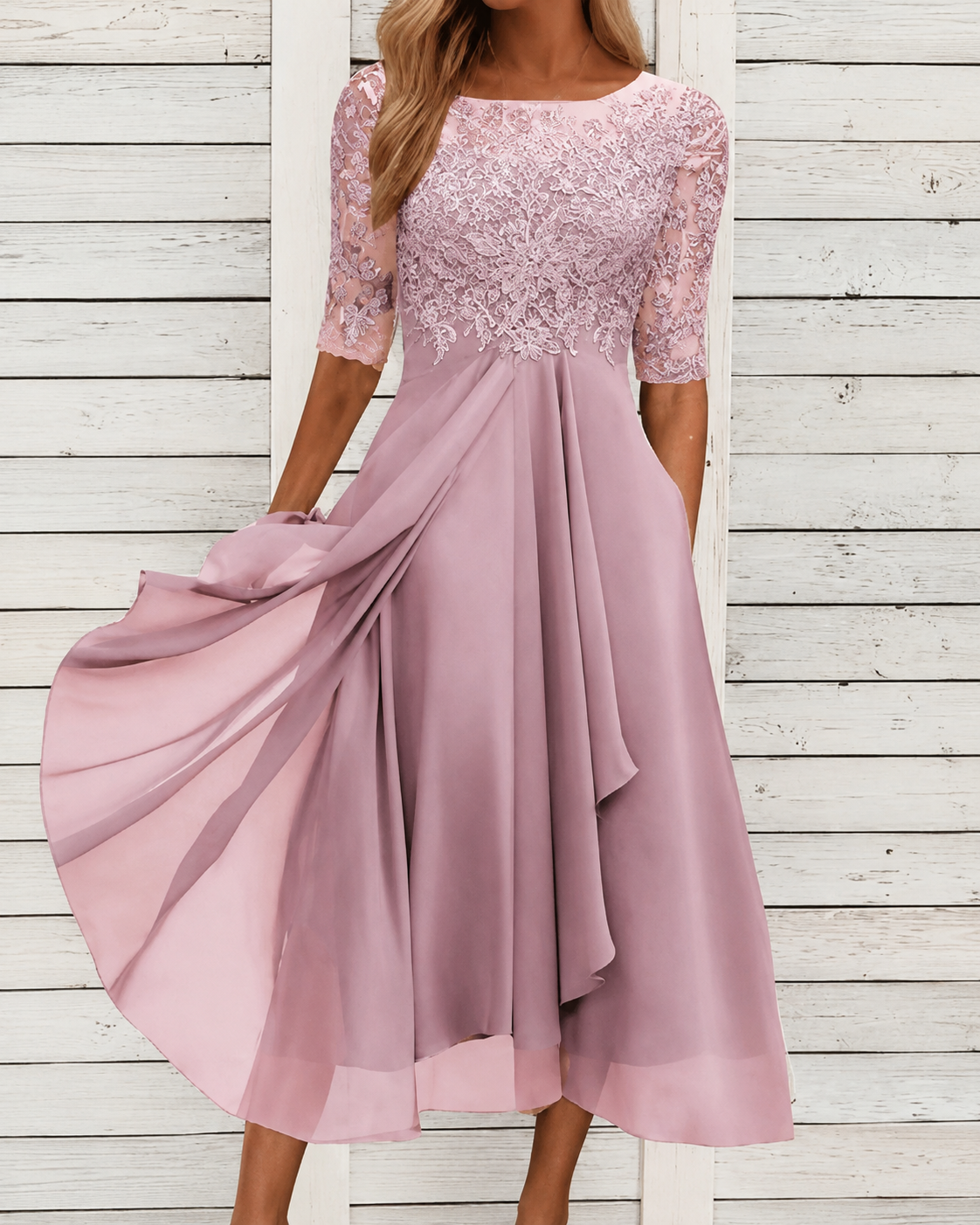 Robe Midi Femme Chic en Tissu Léger Élégant
