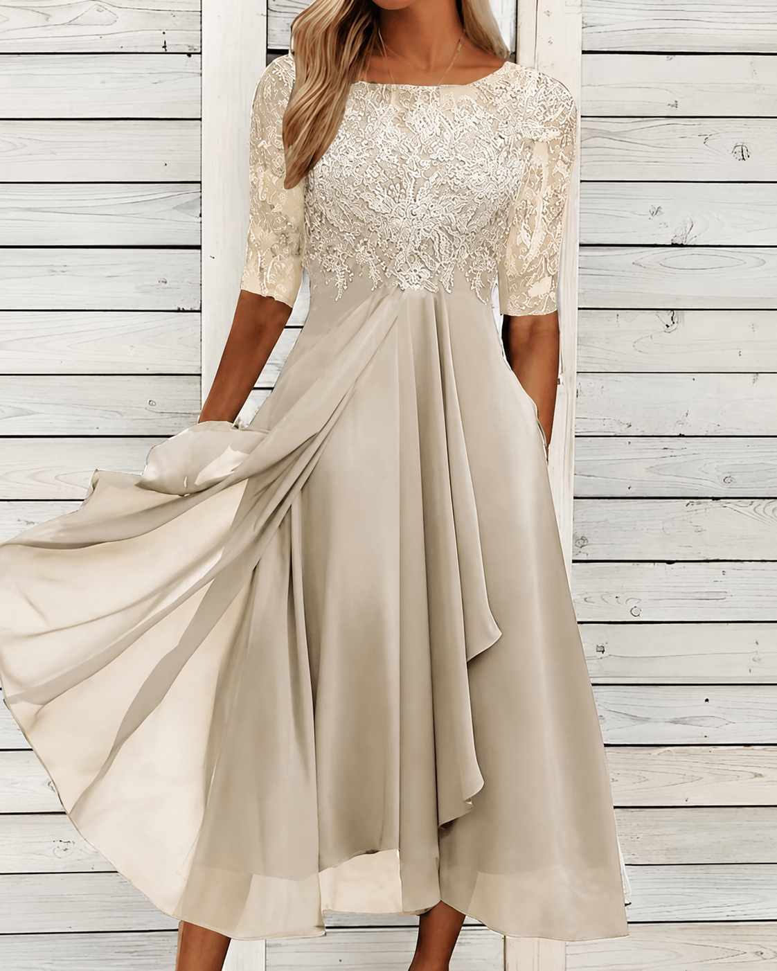 Robe Midi Femme Chic en Tissu Léger Élégant