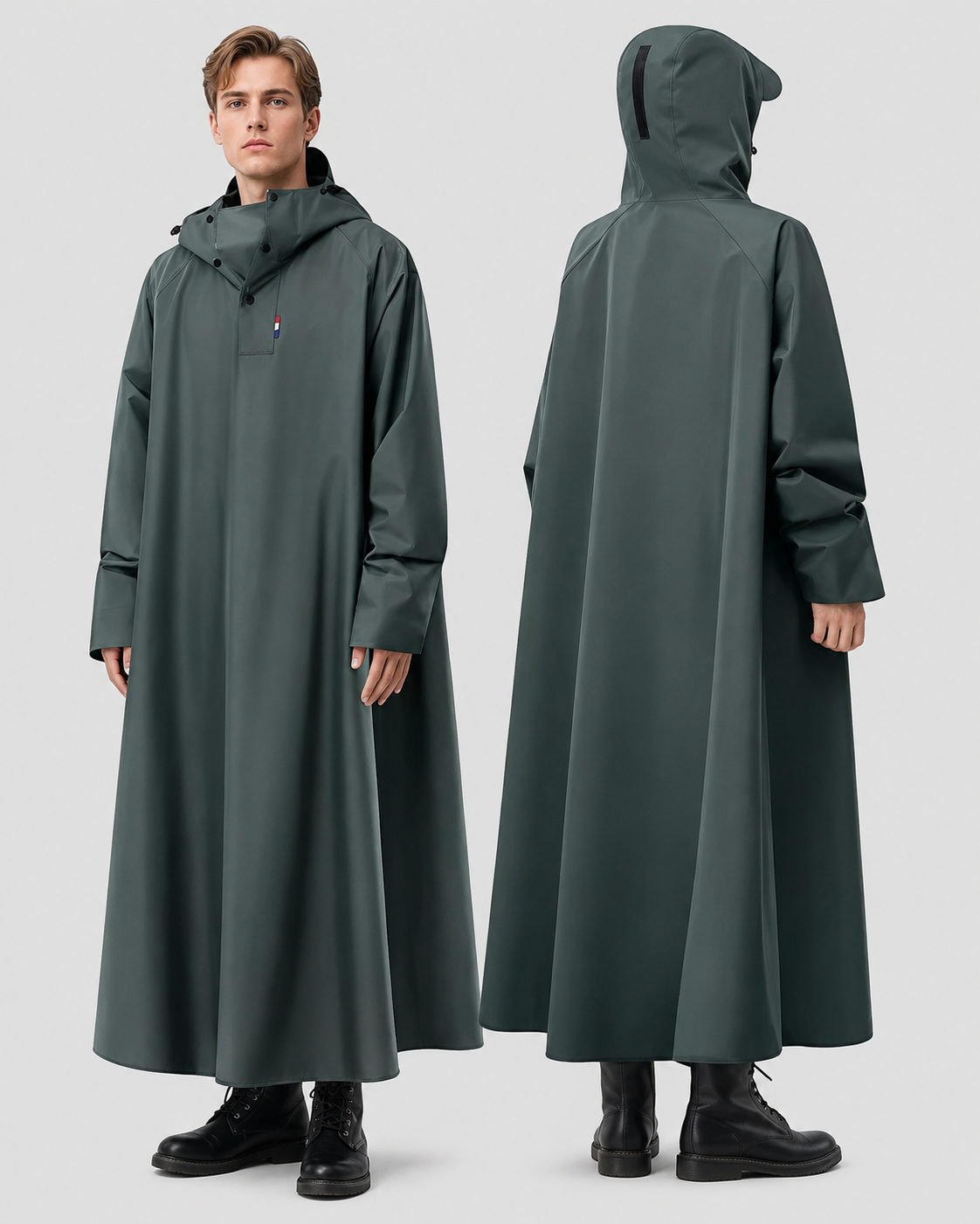 Imperméable Unisexe Long en Oxford avec Capuche