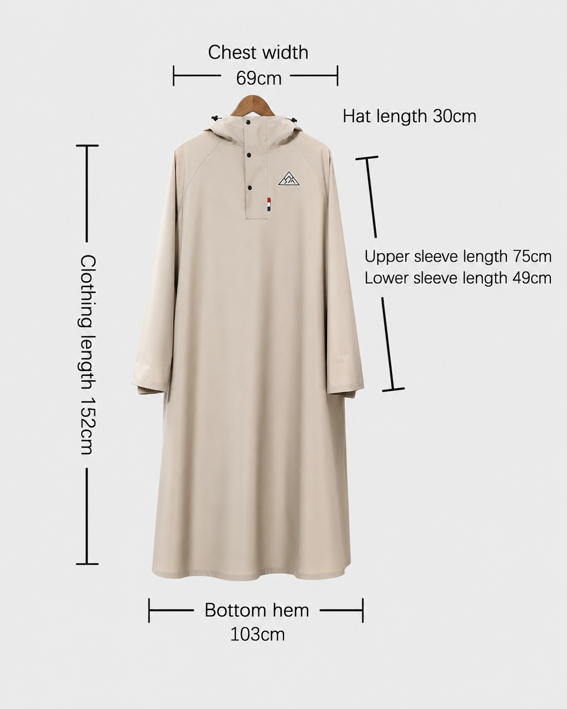 Imperméable Unisexe Long en Oxford avec Capuche