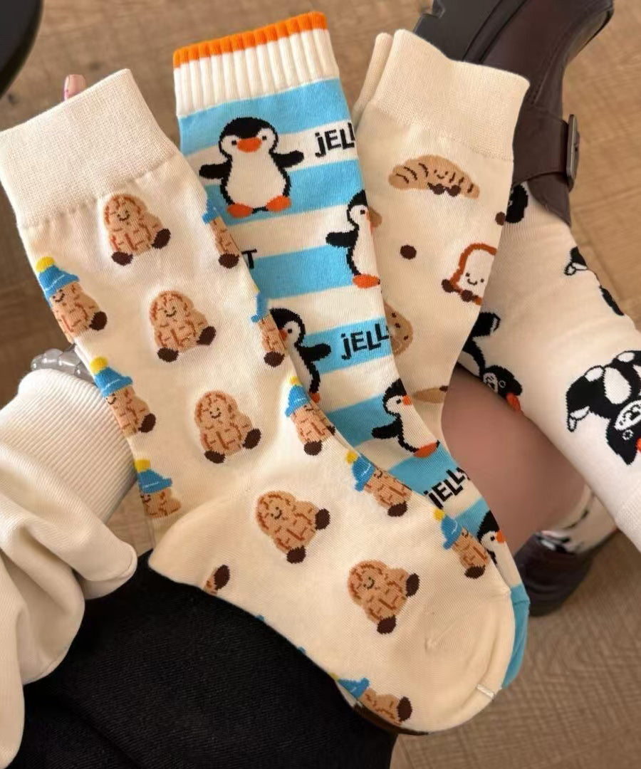 Chaussettes Mi-Mollet Femme Motif Dessin Animé 0