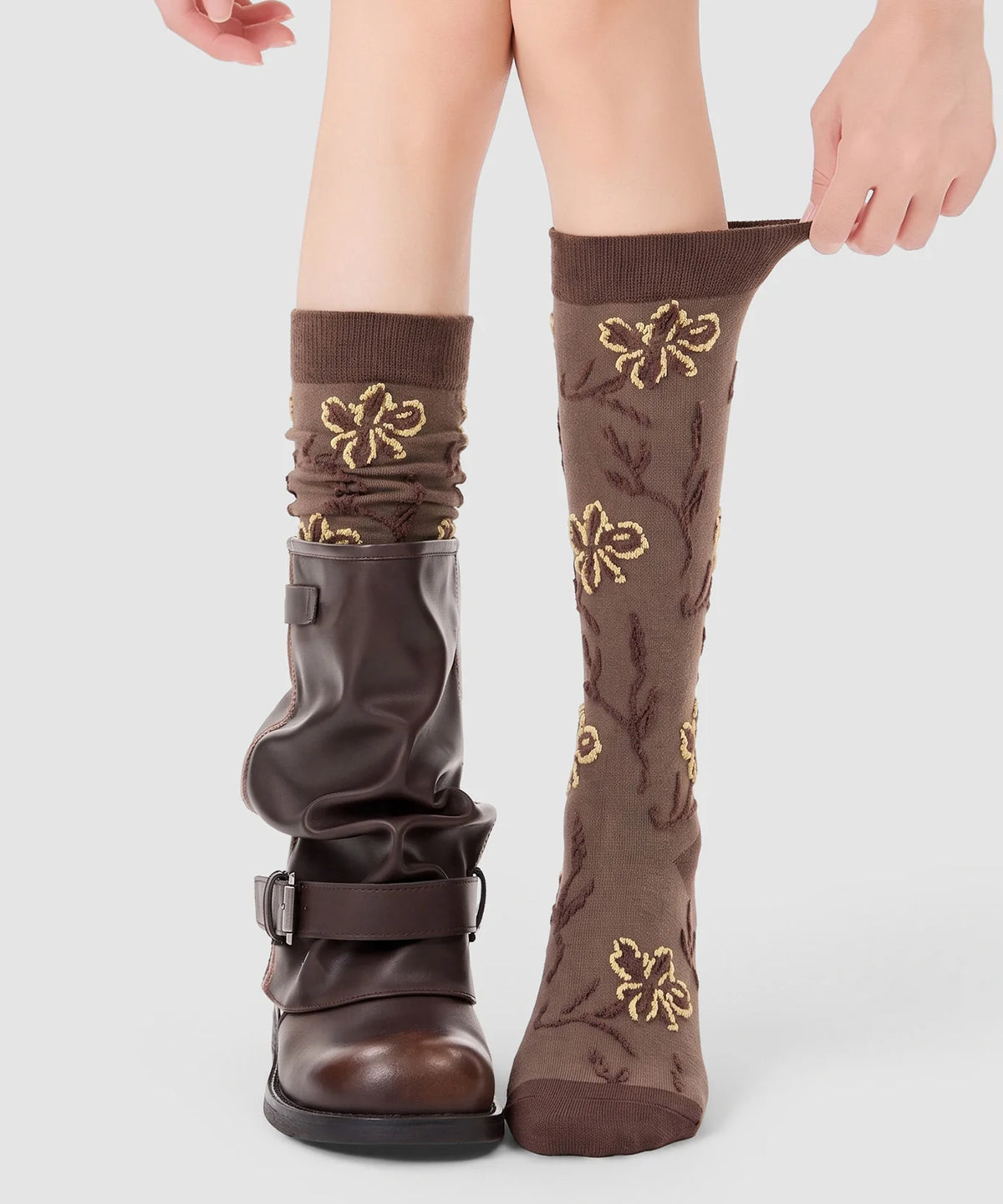 Chaussettes Pour Femme Mi-Mollet Patchwork Confortables 2