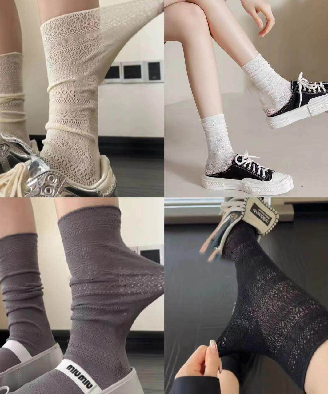 Chaussettes d'été à mi-tube en maille respirante 4