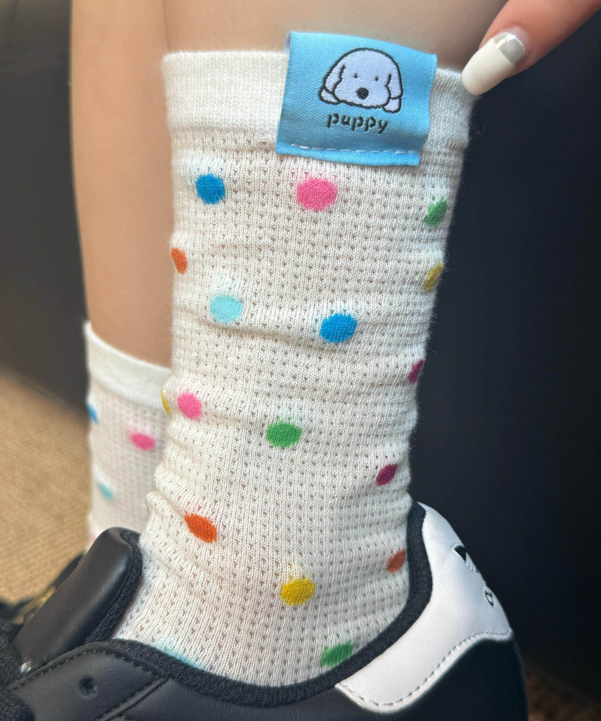 Chaussettes mi-mollet à pois colorés pour femmes été 1