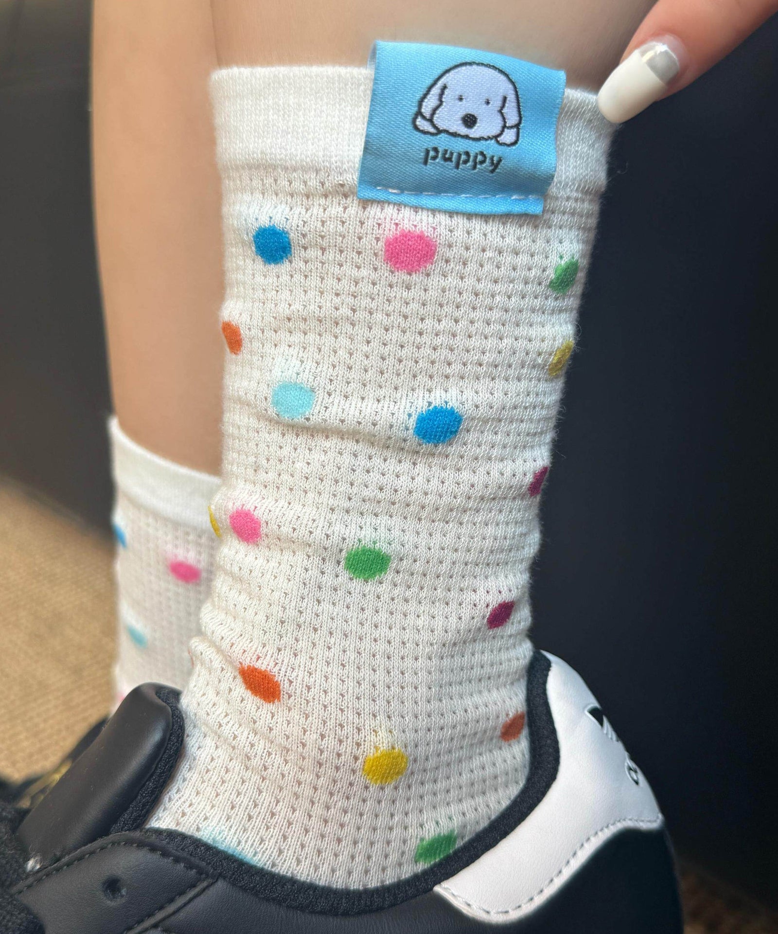 Chaussettes mi-mollet à pois colorés pour femmes été 1