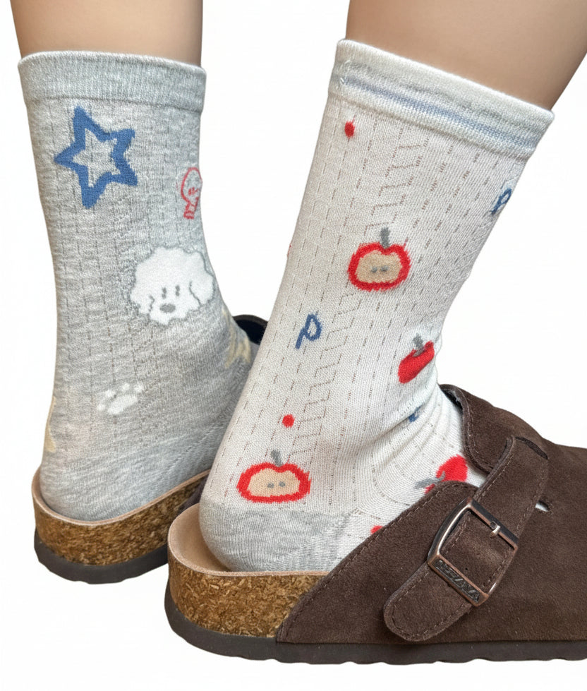 Chaussettes mi-mollet fines pour femme style jacquard d'été 0