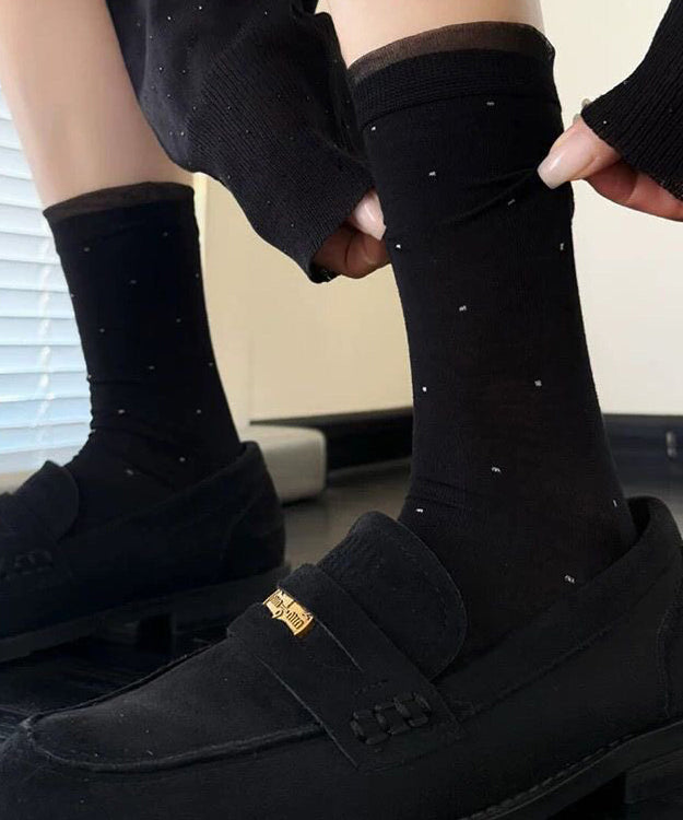 Chaussettes mi-mollet patchwork à pois pour femme 2