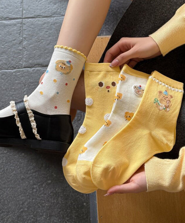 Chaussettes mi-mollet pour femmes à motif jacquard dessin animé 0