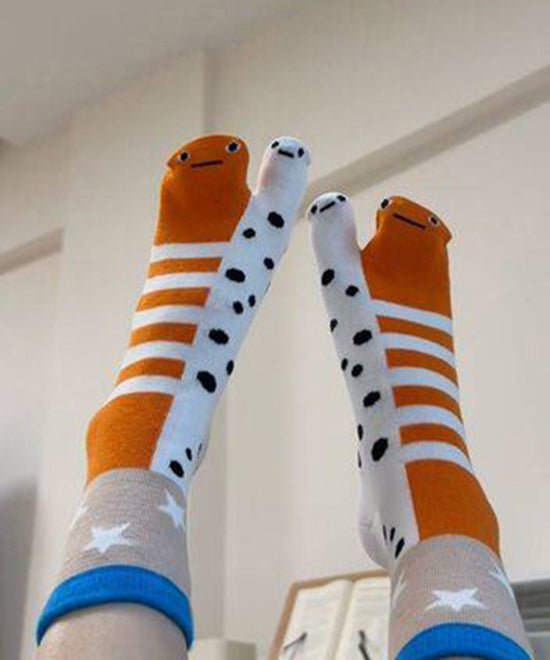 Chaussettes mi-mollet pour femmes à motif jacquard et bout fendu 1