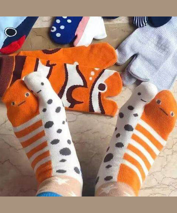 Chaussettes mi-mollet pour femmes à motif jacquard et bout fendu 2