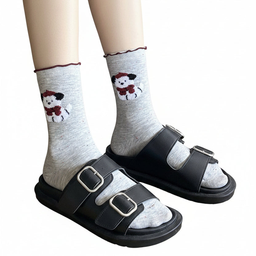 Chaussettes mi-mollet pour femmes motif champignon amusant 3