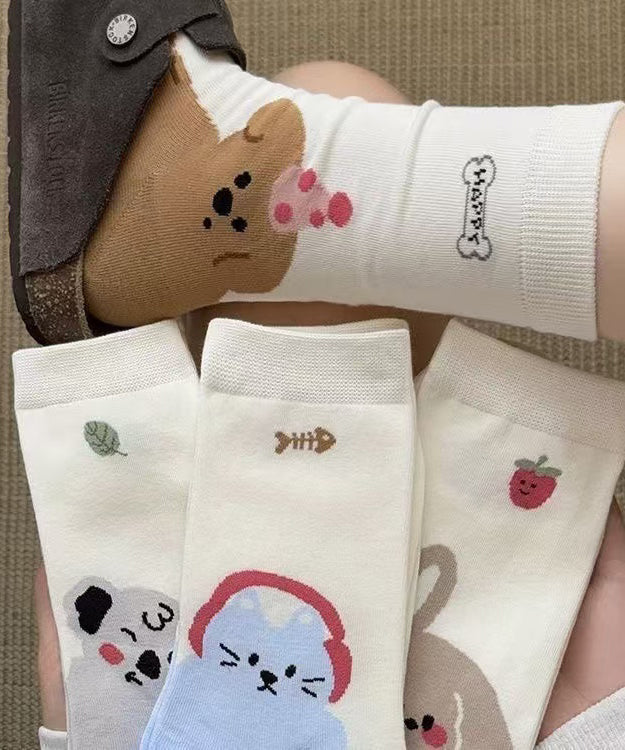 Chaussettes mi-mollet pour femmes style dessin animé 0