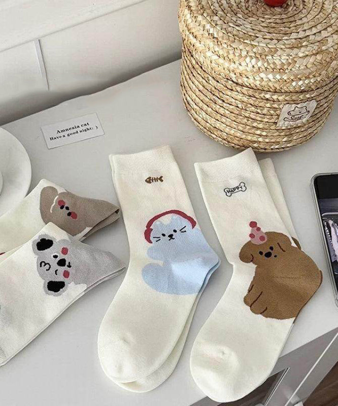 Chaussettes mi-mollet pour femmes style dessin animé 4