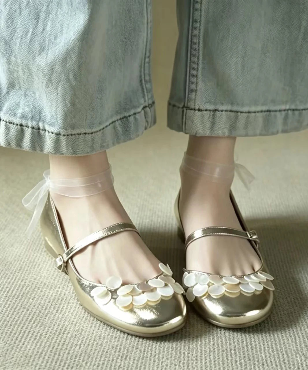 Chaussures Compensées Femme Bout Rond avec Boucle Décorative 2