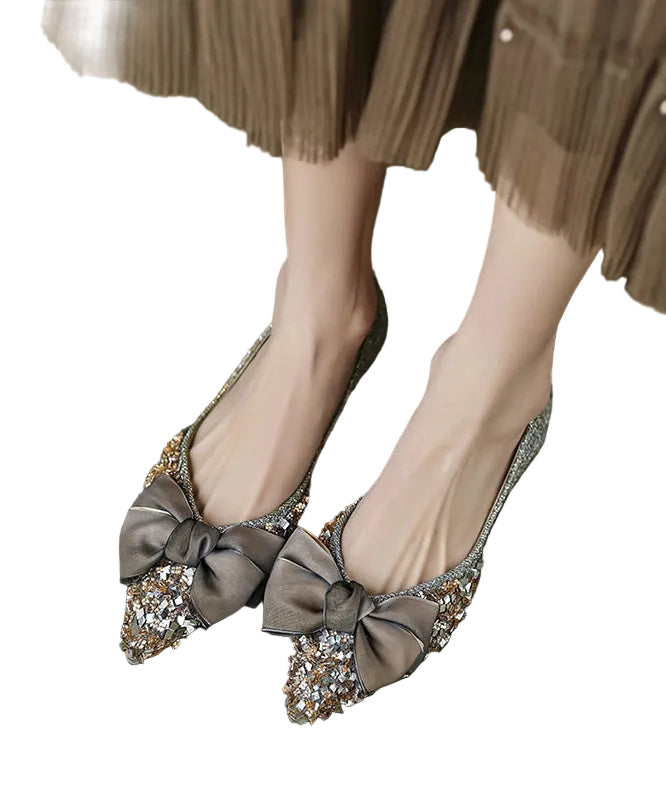 Chaussures Plates Femmes avec Nœud Doré 0