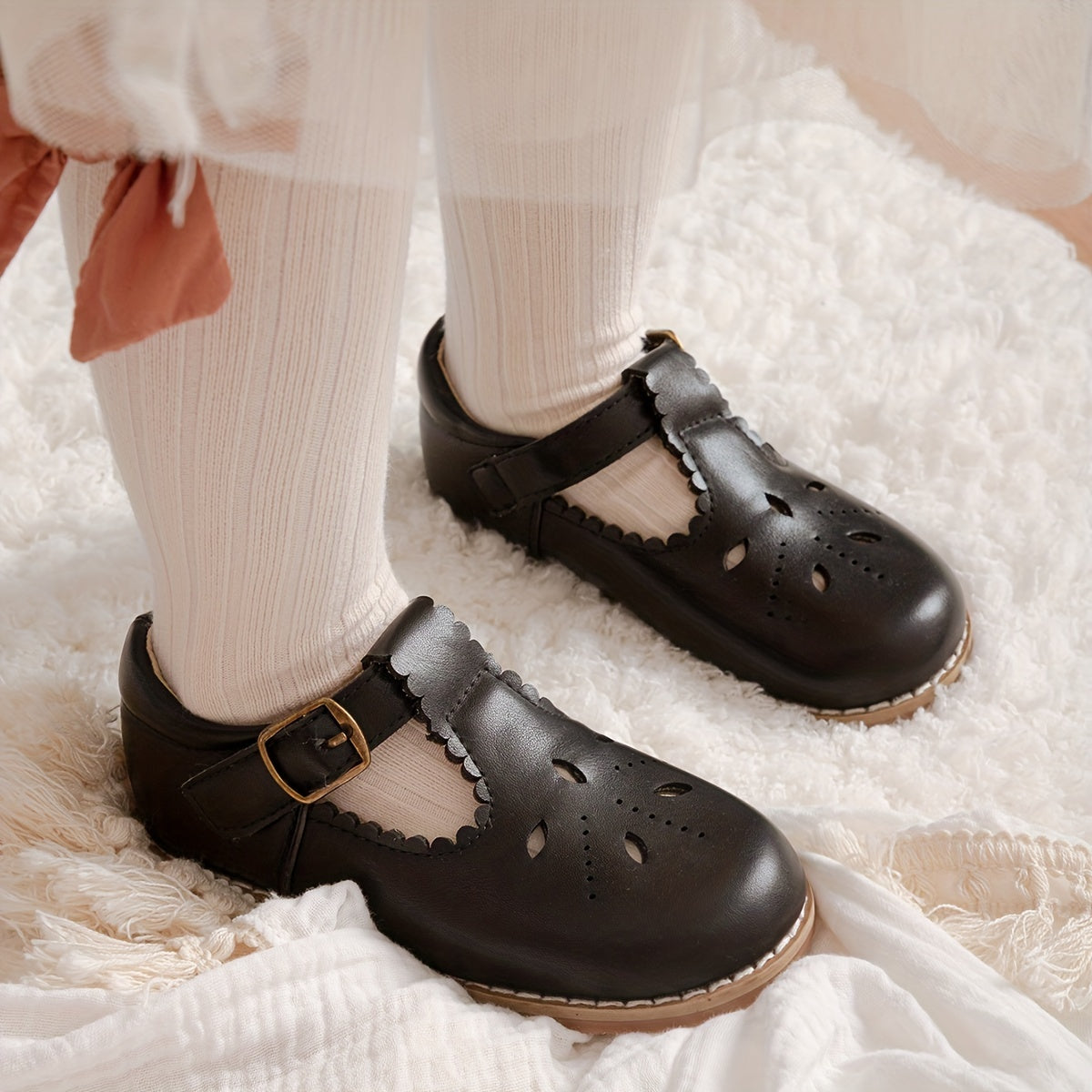 Chaussures Plates Filles Vintage Cuir Souple 5