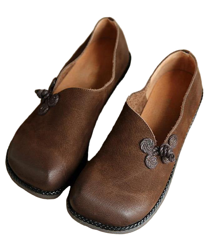 Chaussures Plates pour Femmes en Similicuir Marron 0